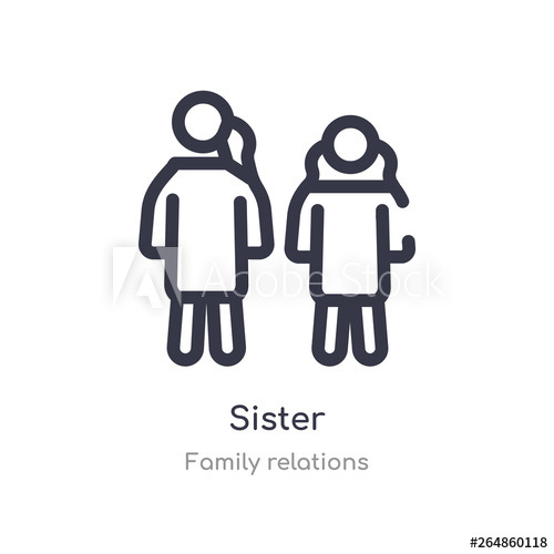 500x500 Sister Outline Icon Isolated Line Vector Illustration From Family