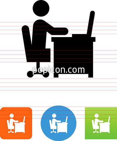 400x484 Person Sitting At Desk Working On A Laptop Computer Icon