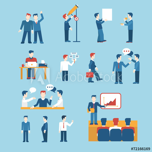 500x500 People Icons Business Man Situation Web Template Vector Icon Set