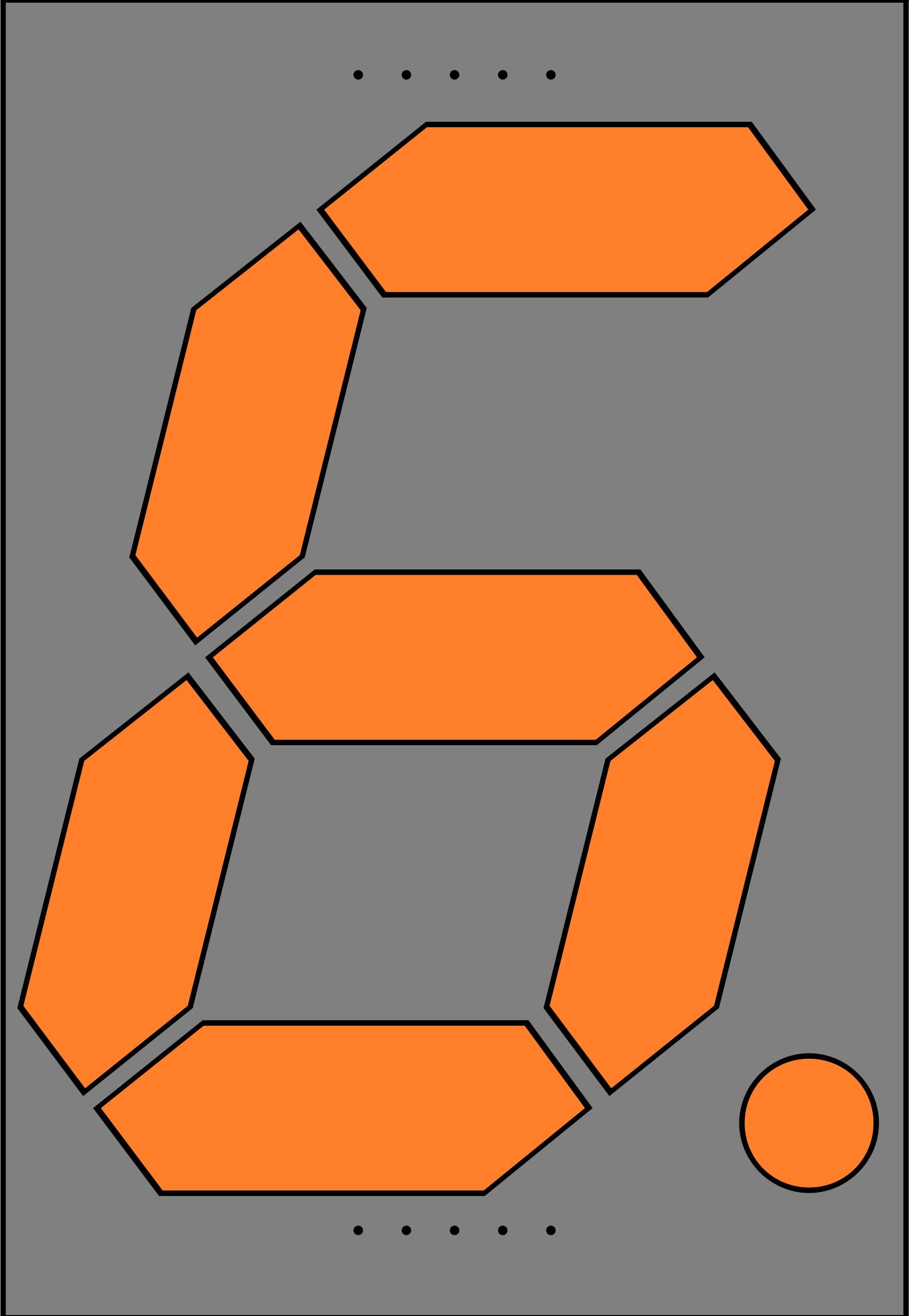 1657x2400 Orange Seven Segment Display Six Icons Png