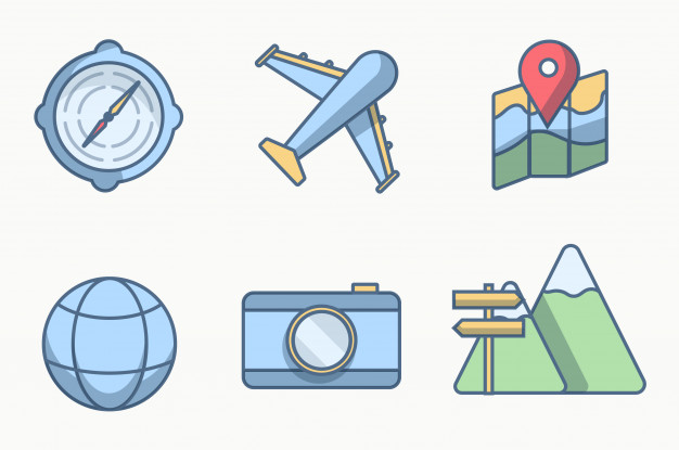 626x415 Six Icon Or Object Travel With Style Lines Color Vector Premium