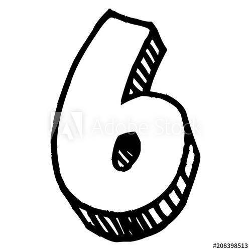 500x500 Number Six Icon Over White Background, Vector Illustration