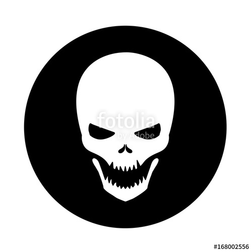 500x500 White Skull Icon, A Vector Symbol Of A Skeleton Skull On A Black