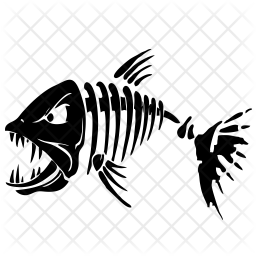 256x256 Fish Skeleton Icon Of Glyph Style