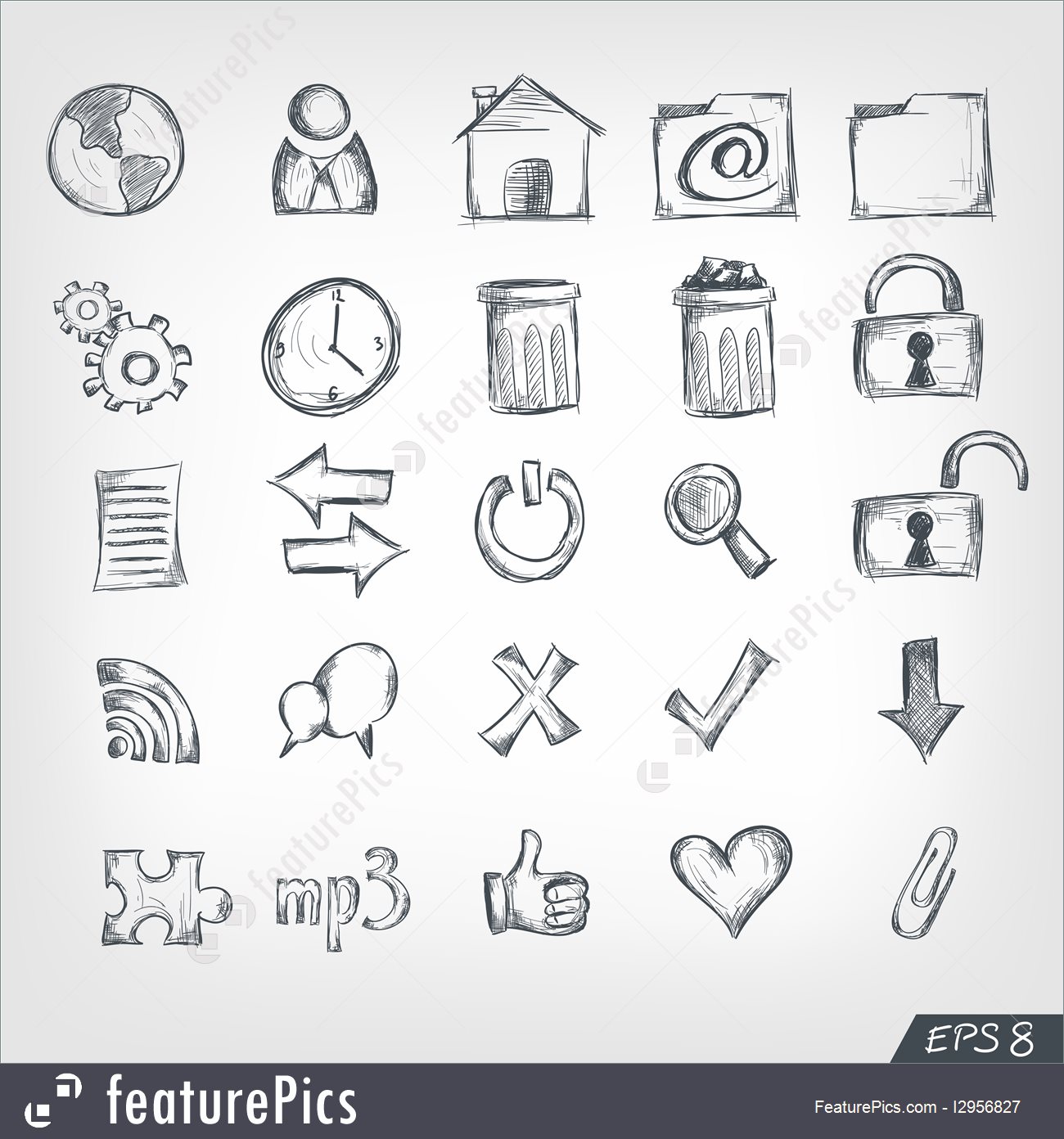 Illustration Of Sketch Icon Set 1300x1392 Illustration Of Sketch Icon Set