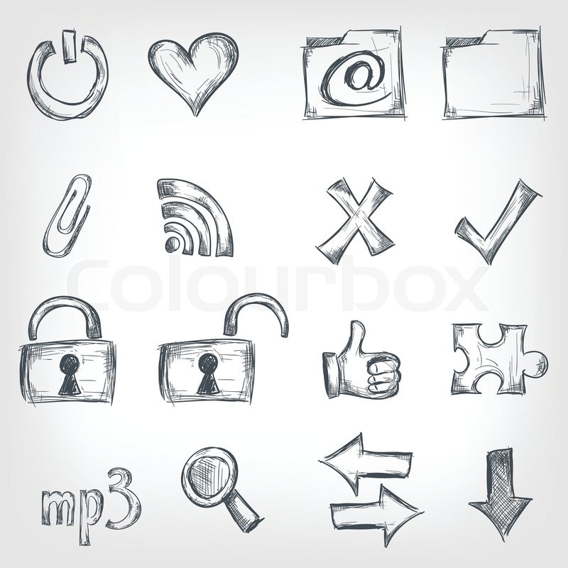 Computer And Internet Sketch Icon Set Stock Vector Colourbox 800x800 Computer And Internet Sketch Icon Set Stock Vector Colourbox