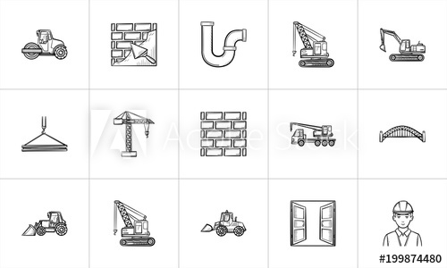 500x300 Construction Sketch Icon Set For Web, Mobile And Infographics