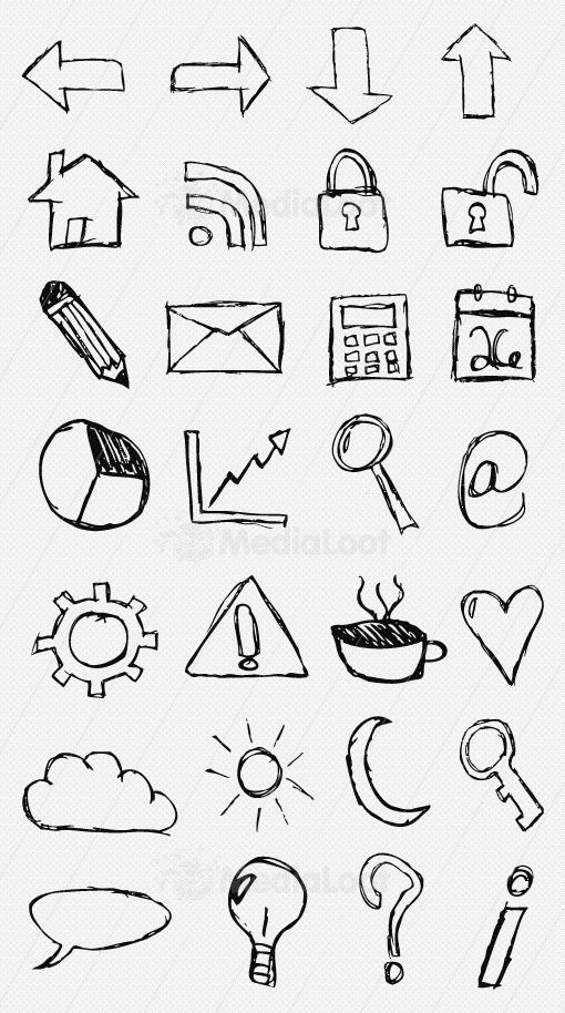 510x914 Hand Drawn Sketch Icon Set Sketchy Elements How To Draw Hands