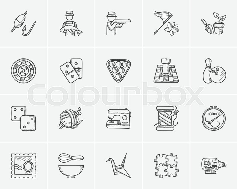 799x639 Hobby Sketch Icon Set For Web, Mobile Stock Vector Colourbox