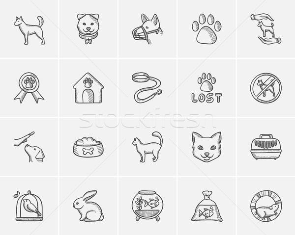 600x479 Pets Sketch Icon Set Vector Illustration Andrei Krauchuk