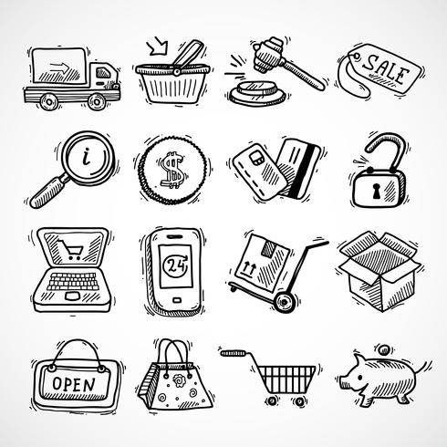 490x490 Shopping E Commerce Sketch Icons Set