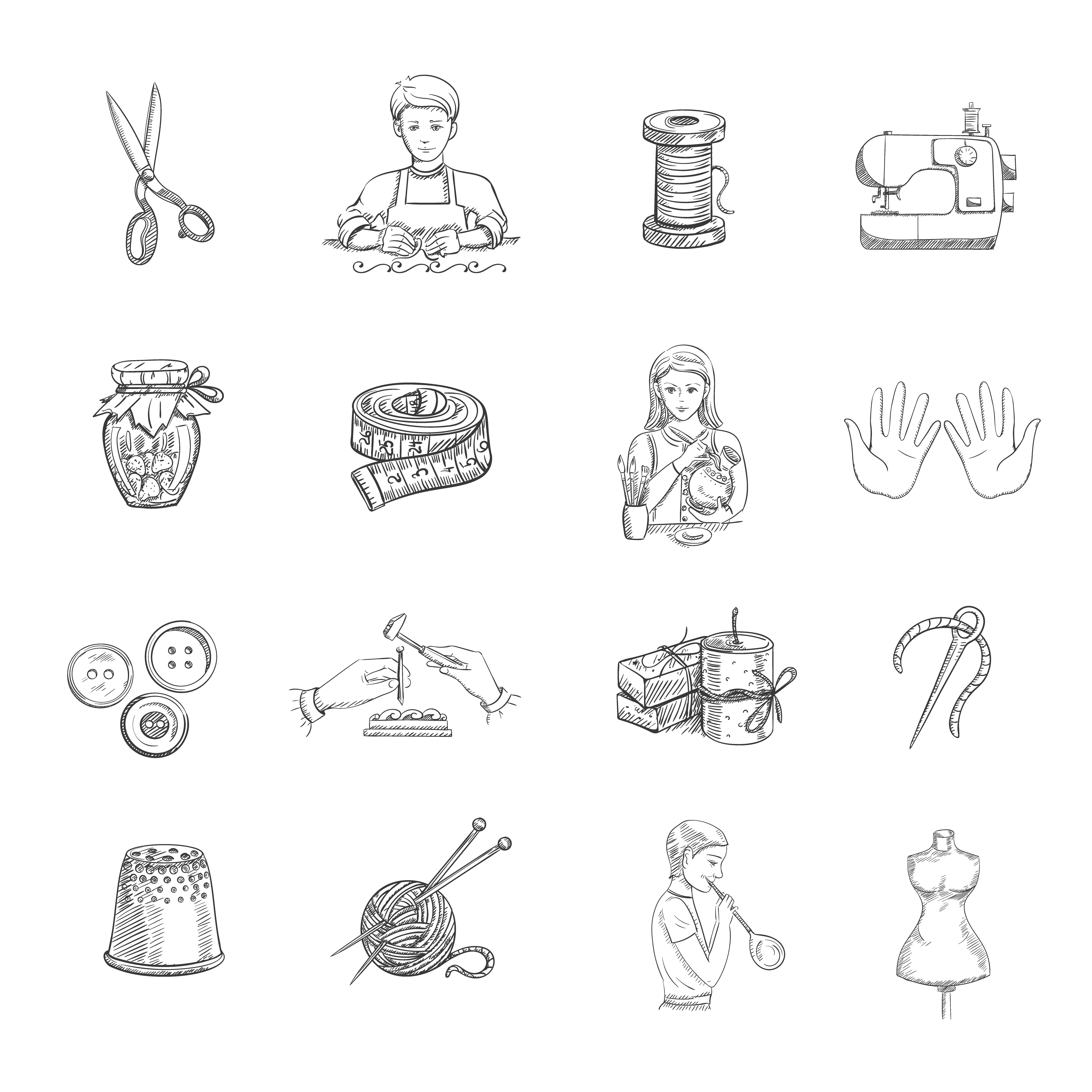 4500x4500 Sketch Handmade Icons Set