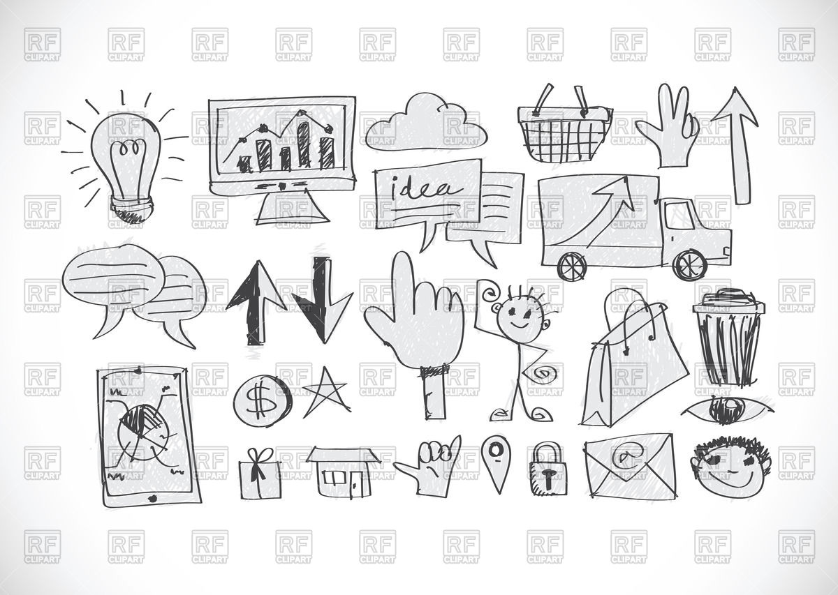 1200x853 Sketch Of Business Icons