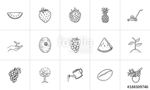 500x300 Agriculture Food Sketch Icon Set For Web, Mobile And Infographics