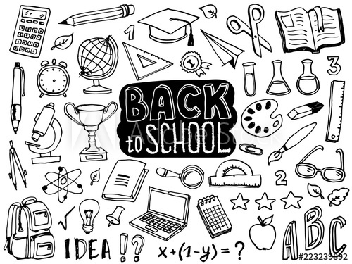 500x375 Back To School Doodle Elements Lettering And School Supplies