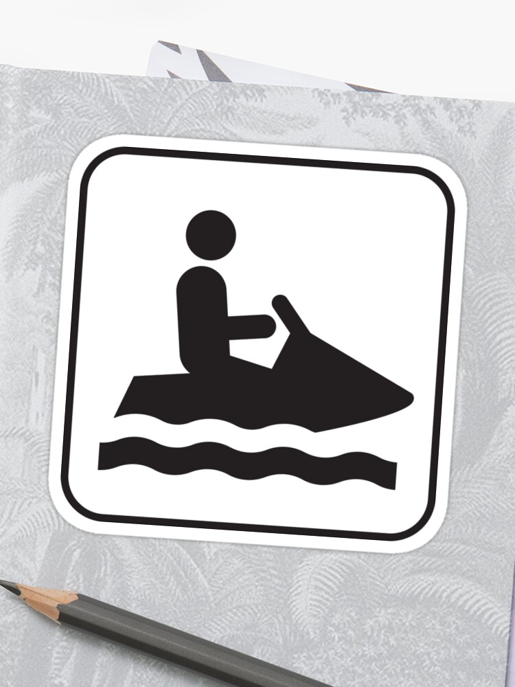 750x1000 Black And White Jet Ski Icon Silhouette Sticker