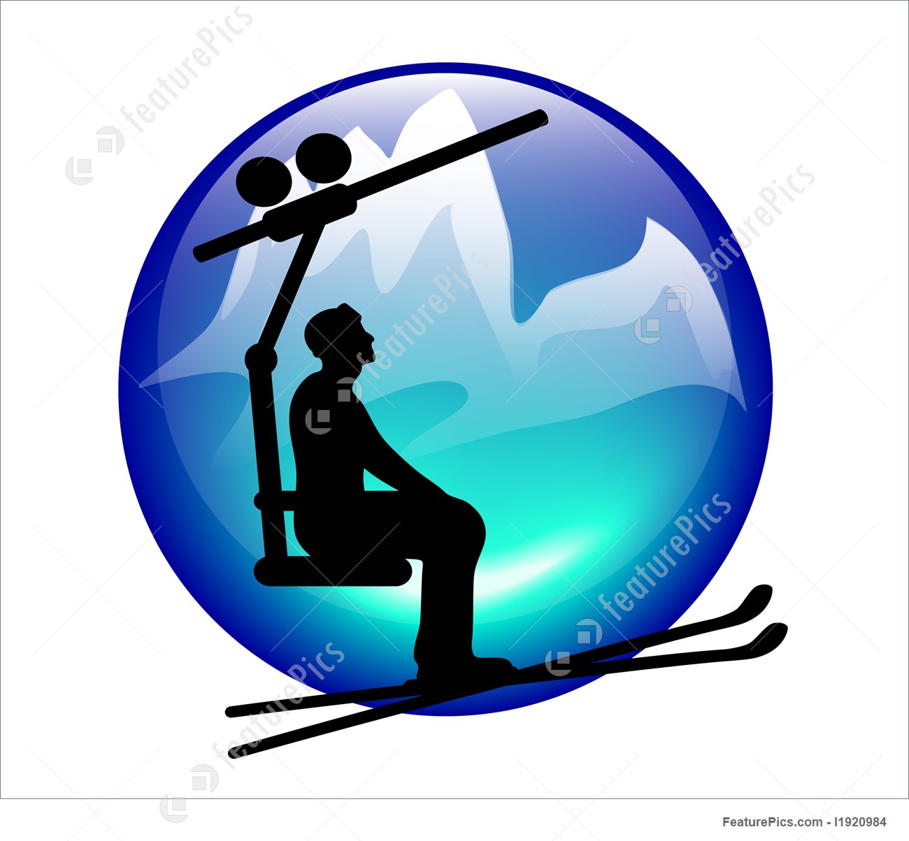 1300x1204 Winter Sport Blue Ski Lift Icon