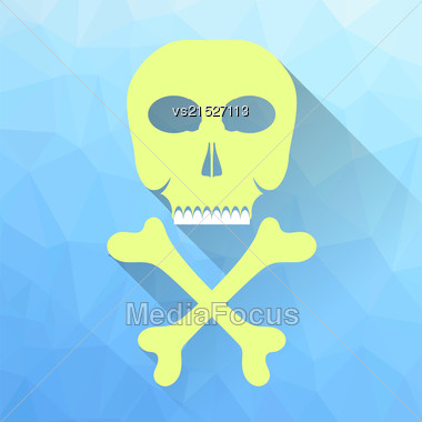 380x380 Skull Crossbones Icon Isolated On Blue Polygonal Background