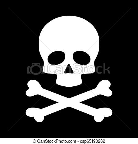 450x470 Modern Flat Skull Crossbones Icon Isolated On Black Background