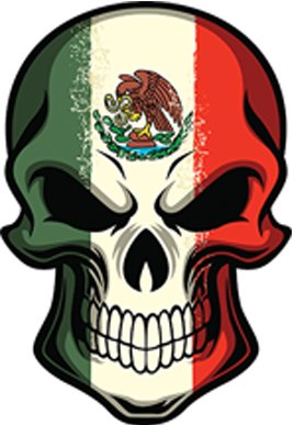 Mexican Flag Pattern On Skull Icon Vinyl Decal Sticker 268x387 Mexican Flag Pattern On Skull Icon Vinyl Decal Sticker