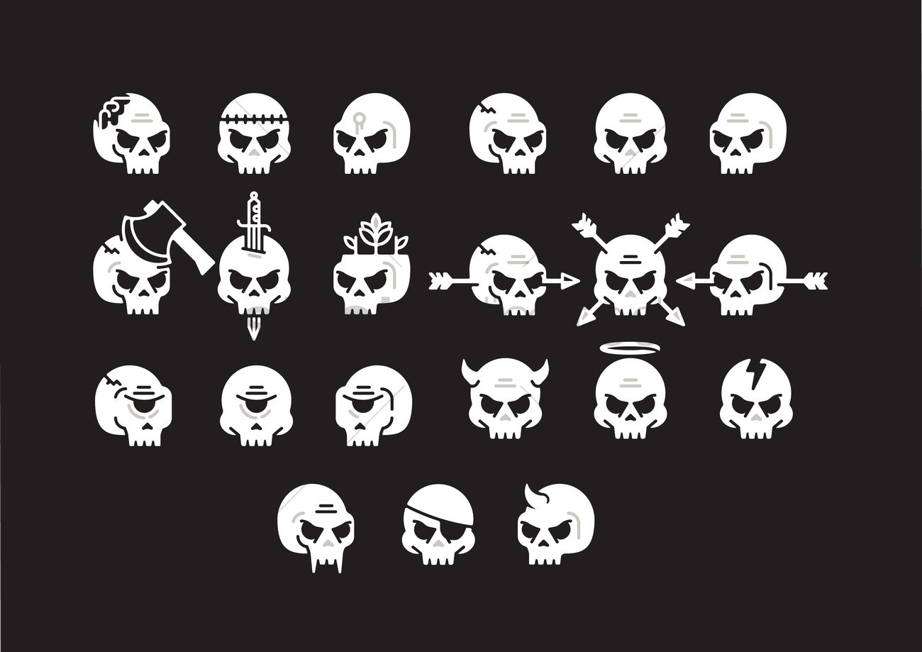 1300x919 Skull Icon Set Vector Image