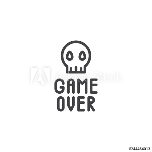 500x500 Game Over Skull Line Icon Linear Style Sign For Mobile Concept