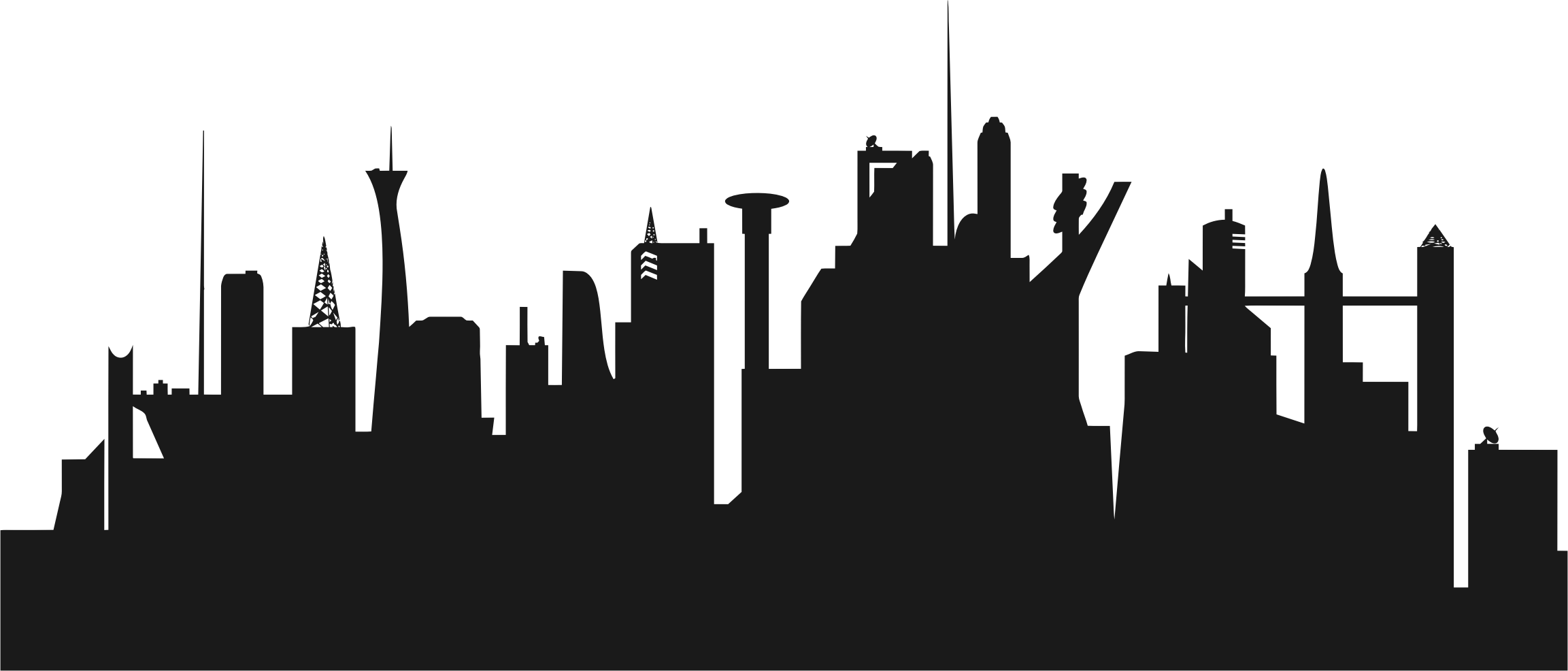 Futuristic City Skyline Icons Png 2305x986 Futuristic City Skyline Icons Png