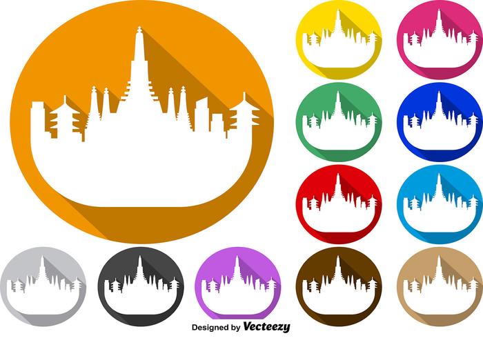 Vector Set Of Colorful Buttons Of Bangkok Skyline Icon 700x490 Vector Set Of Colorful Buttons Of Bangkok Skyline Icon