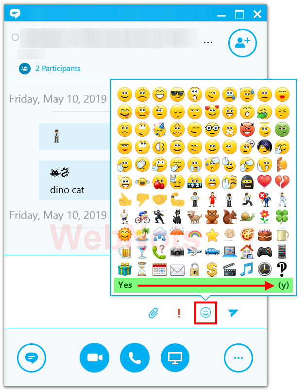 list og hidden skype emojis