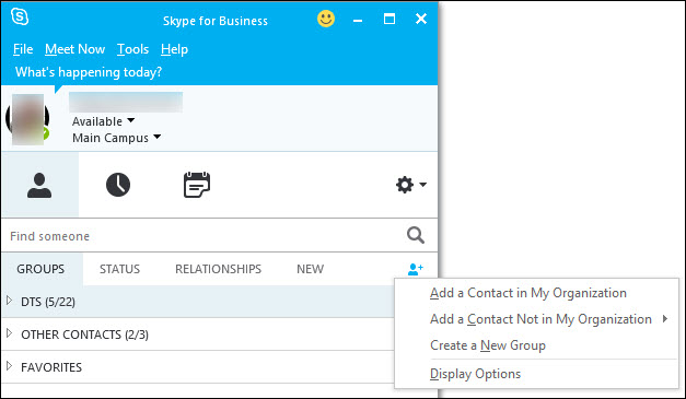 Working With Contacts In Skype For Business For Windows Dornsife 627x365 Working With Contacts In Skype For Business For Windows Dornsife