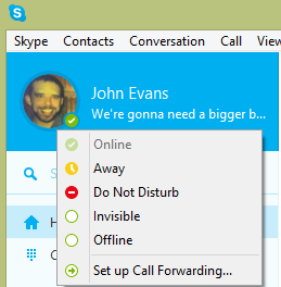 skype status icons connecting