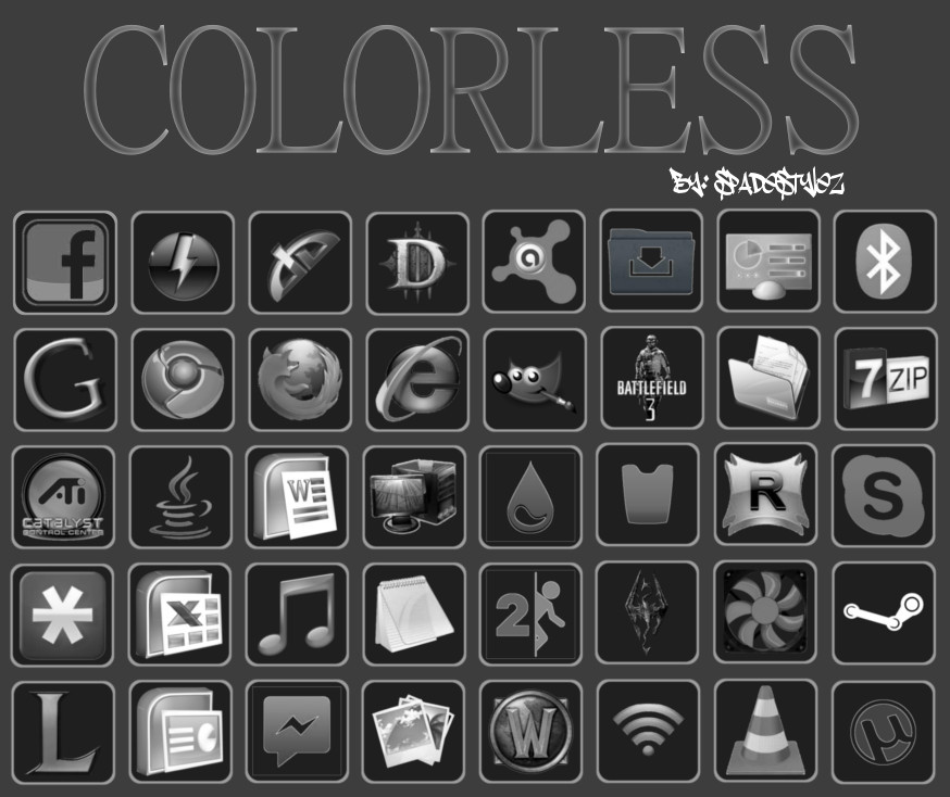 874x734 Colorless Icon Set