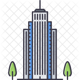 256x256 Skyscraper Icon Of Colored Outline Style