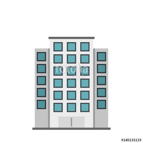 500x500 Skyscraper Icon, Flat Style Stock Image And Royalty Free Vector