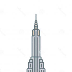 300x300 New York City Art Deco Skyscraper Vector Illustration Line Icon
