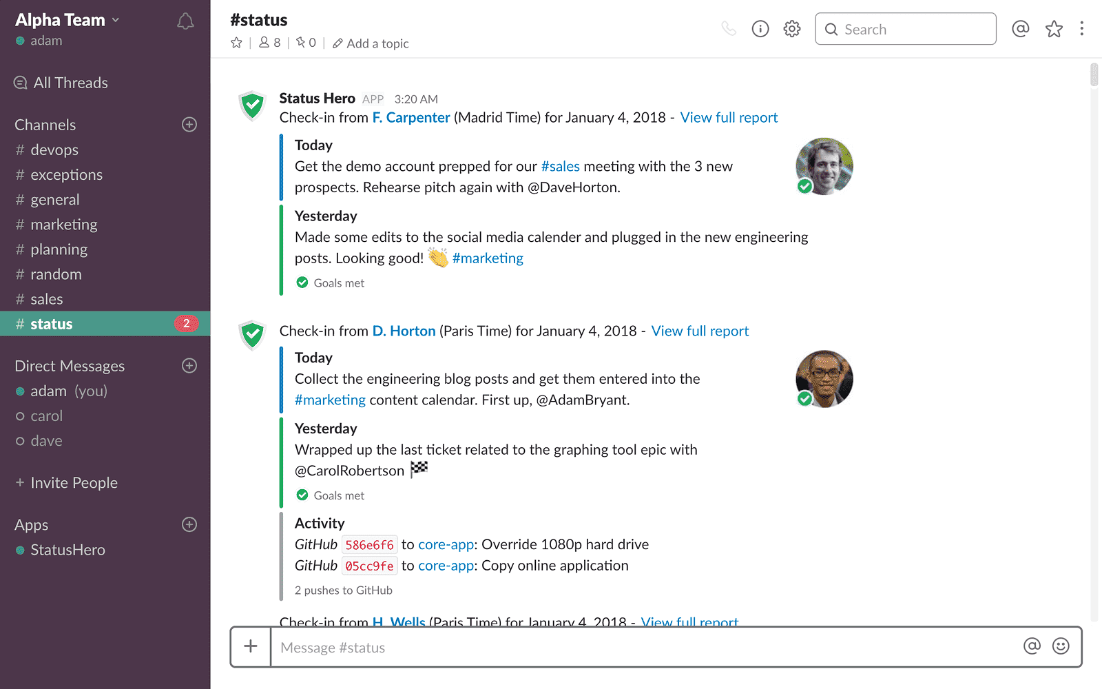 1600x1000 Status Hero Slack App Directory