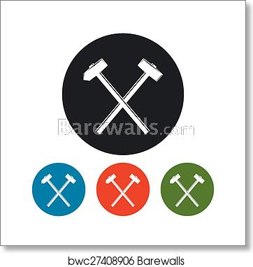 362x382 Icon Of A Crossed Hammer And Sledgehammer, Art Print Barewalls