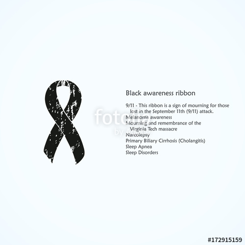 500x500 Awareness Ribbon Painted Black, Melanoma, Narcolepsy