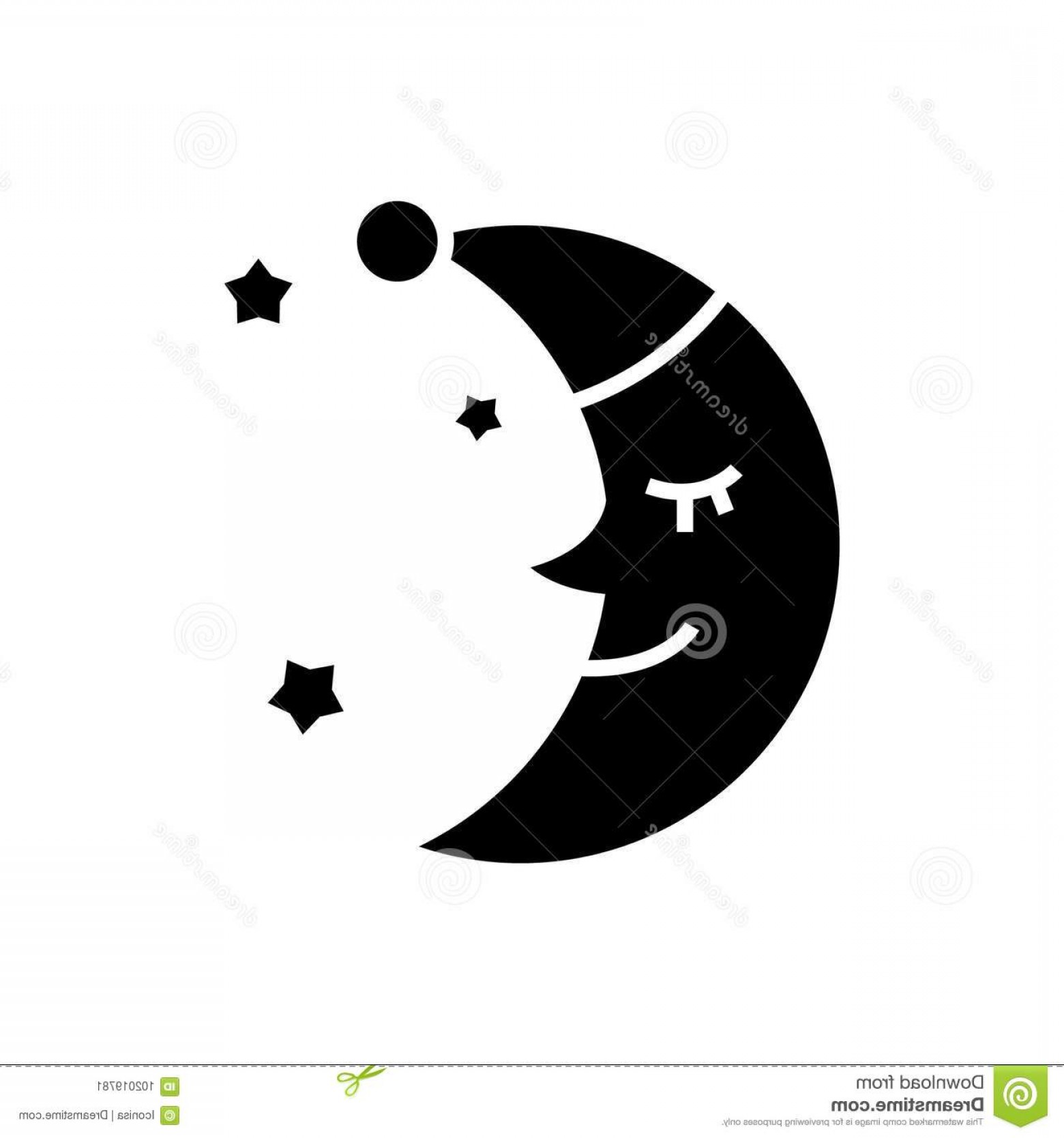 1560x1668 Moon Face Sleep Icon Vector Illustration Black Sign Isolated
