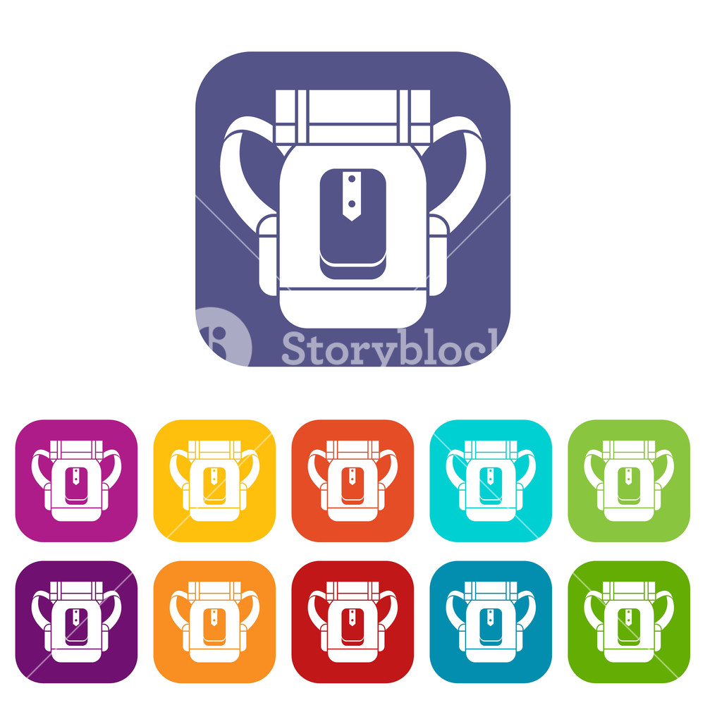 1000x1000 Sleeping Bag Icons Set Vector Illustration In Flat Style In Colors