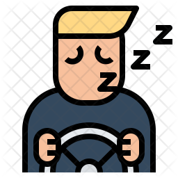 256x256 Sleepy While Driving Icon Of Colored Outline Style