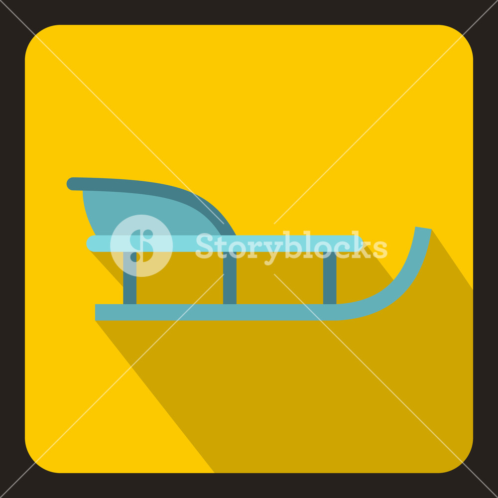 1000x1000 Sleigh Icon In Flat Style With Long Shadow Snow And Entertainment