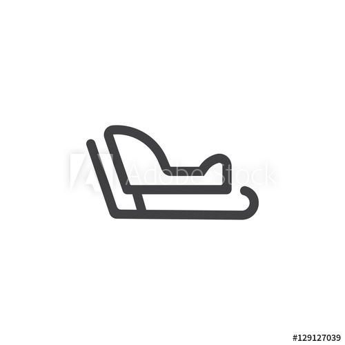 500x500 Vector Illustration Of A Christmas Sleigh Icon On The White