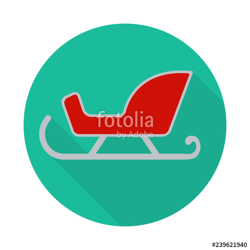 500x500 Sleigh Icon In Flat Style With Long Shadow,isolated Vector