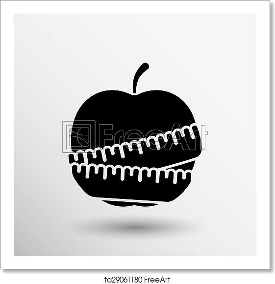 561x581 Free Art Print Of Vector Slimming Apple Icon Slim Weight Diet