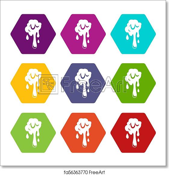 561x581 Free Art Print Of Dripping Slime Icon Set Color Hexahedron