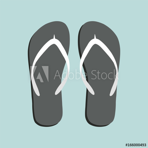 500x500 Flipflops Icon Slippers Icon Isolated Gray, White On Blue