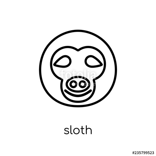 500x500 Sloth Icon Trendy Modern Flat Linear Vector Sloth Icon On White