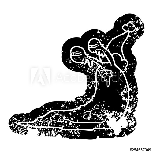 500x500 Gross Cartoon Distressed Icon Of A Slug Wearing Santa Hat