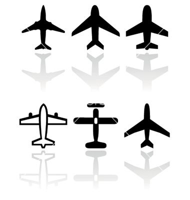 380x400 Airplane Symbol Set Vector
